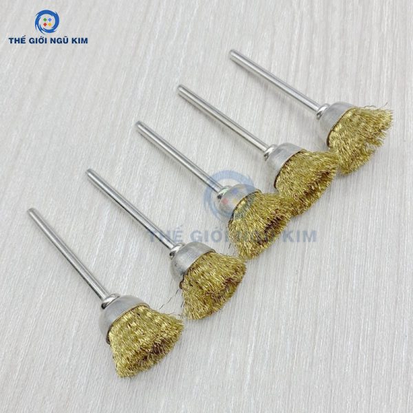 Chổi đánh rỉ sợi thép, sợi đồng mini, cán 3mm