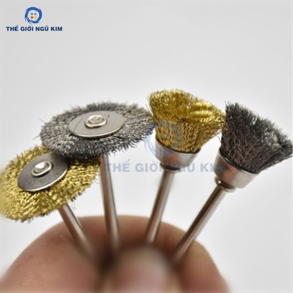 Chổi đánh rỉ sợi thép, sợi đồng mini, cán 3mm - Hình ảnh 5