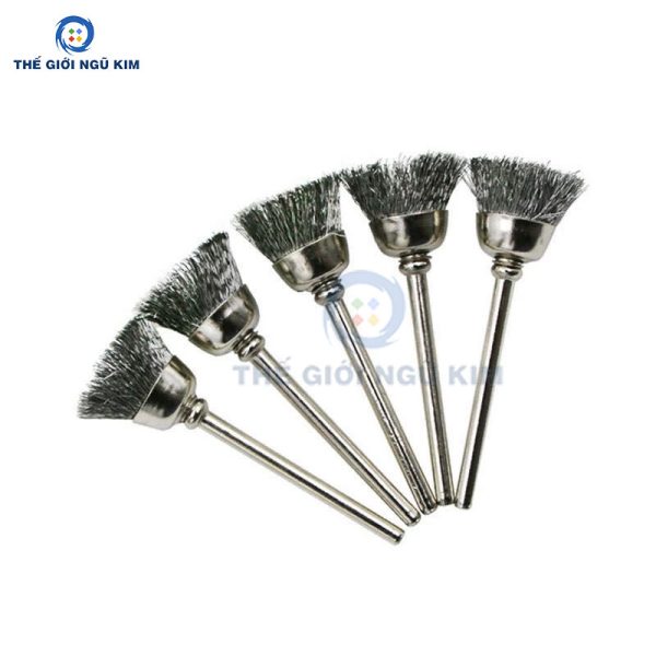 Chổi đánh rỉ sợi thép, sợi đồng mini, cán 3mm - Hình ảnh 6