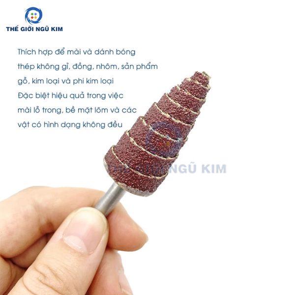 Đầu mài nhám hình nón có cán 6*16*40mm - Hình ảnh 4
