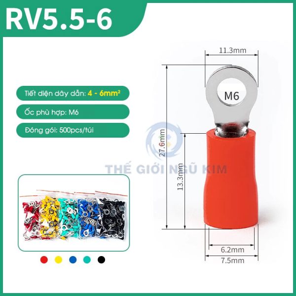 Đầu cos đồng cách điện RV5.5-6
