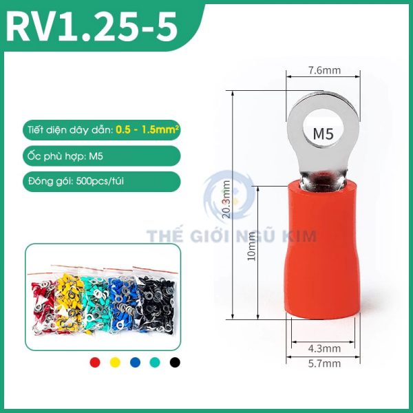 Đầu cos đồng cách điện RV1.25-5