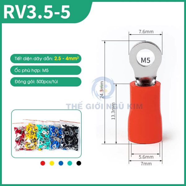 Đầu cos đồng cách điện RV3.5-5
